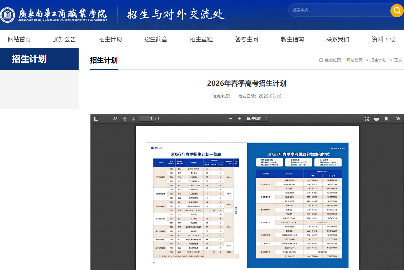 广东南华工商职业学院 | 2026年春季高考招生计划