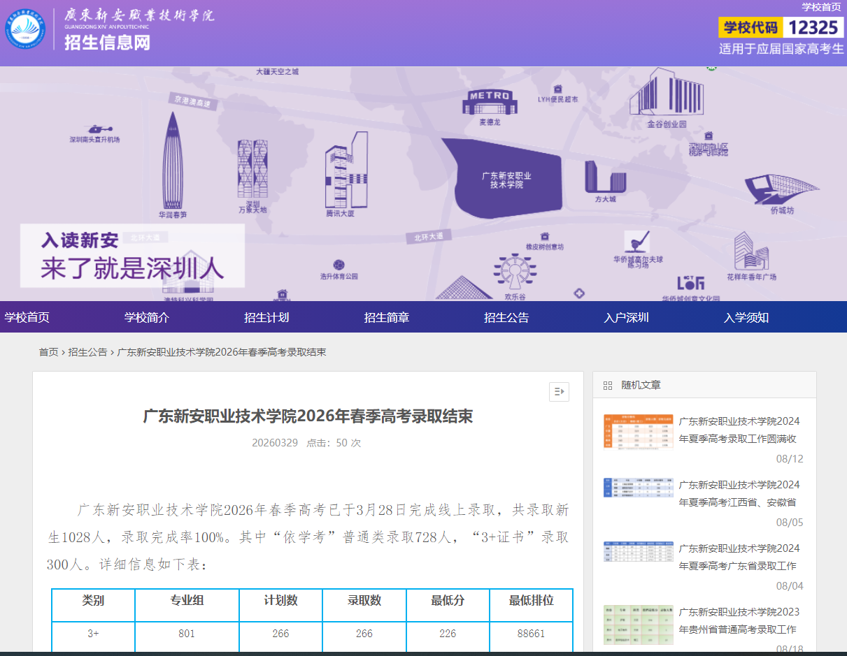 广东新安职业技术学院 | 2026年春季高考录取结束
