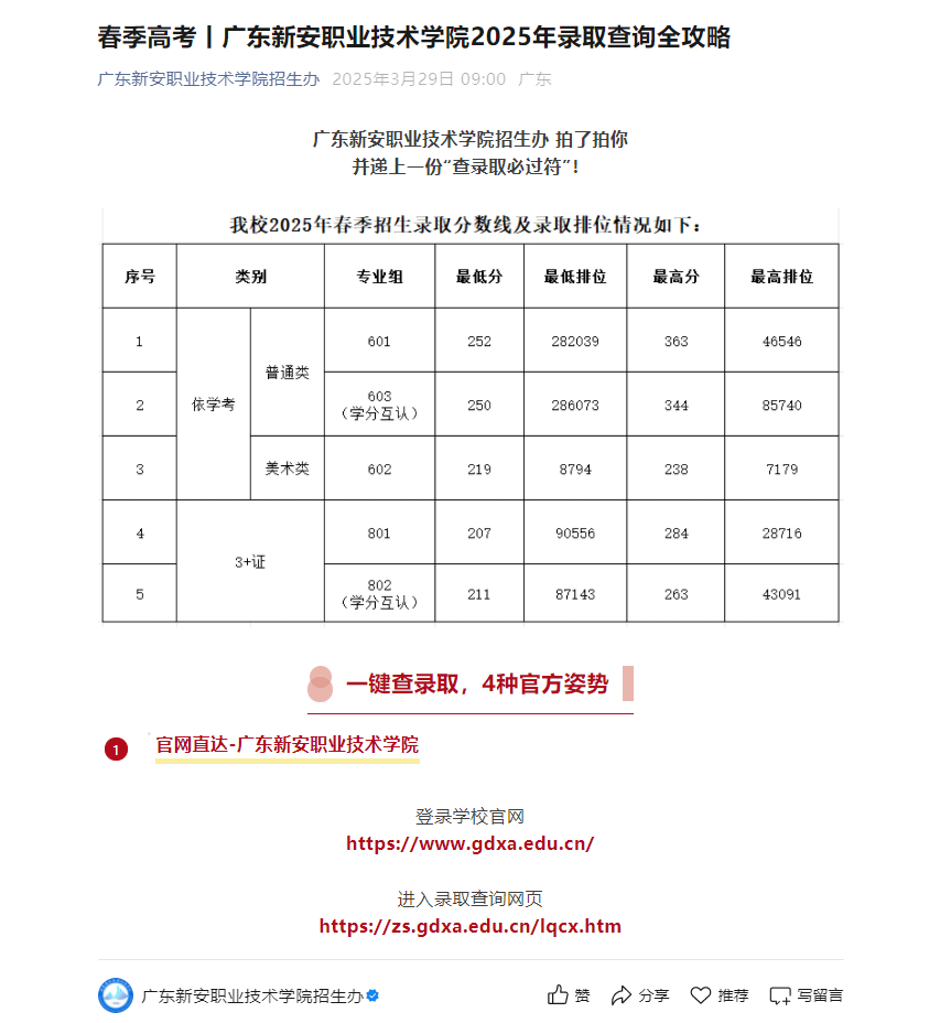广东新安职业技术学院 | 2025年录取查询全攻略